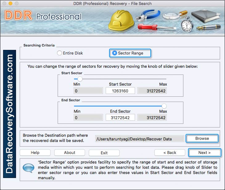 Captura de pantalla de MAC Professional Recovery Software