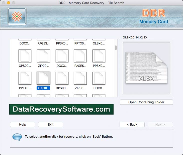 Captura de pantalla de Memory Cards Recovery Mac