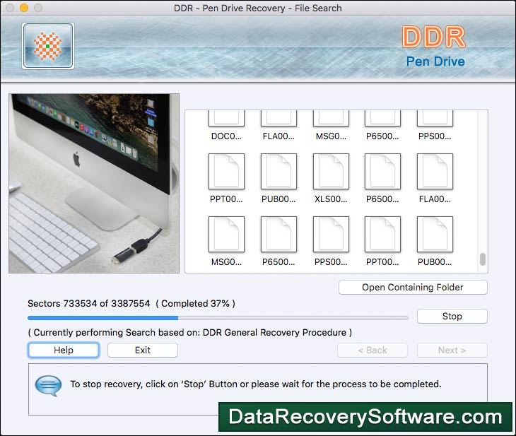 Captura de pantalla de Pen Drive Mac Data Recovery