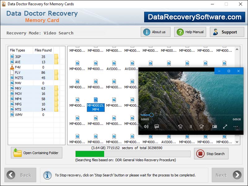 Captura de pantalla de Windows Data Recovery Memory Cards