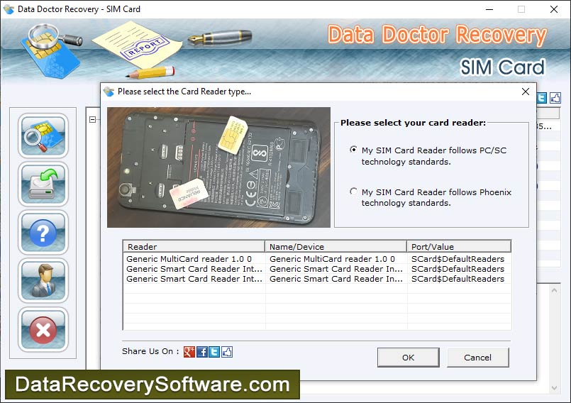 Captura de pantalla de Sim Cards Data Recovery Software