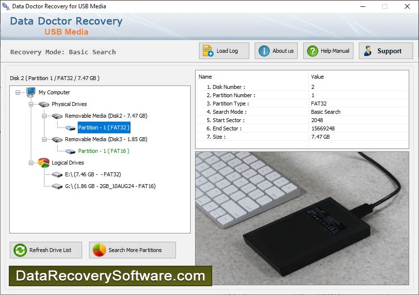 Captura de pantalla de Data Recovery Software for USB Media