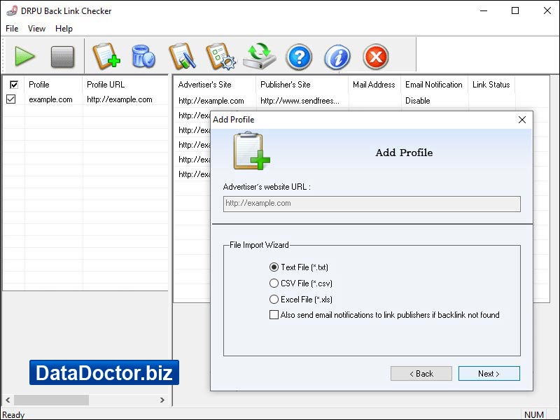 Captura de pantalla de Yahoo Backlink Checker