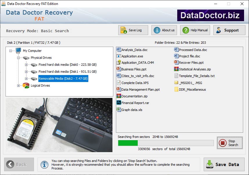 Captura de pantalla de Laptop FAT Partition Recovery Tool