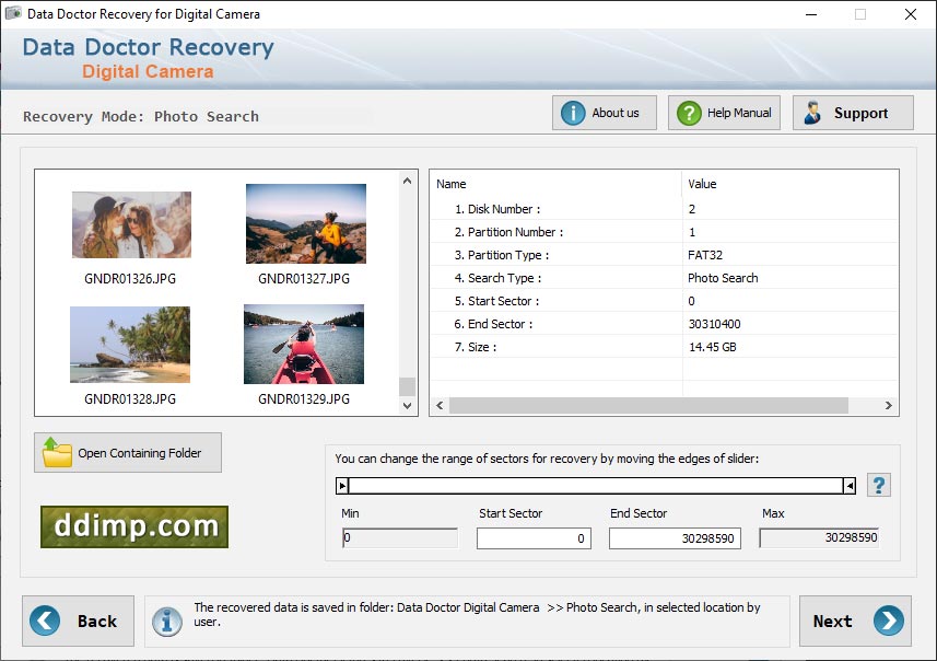 Captura de pantalla de Digital Camera Recovery