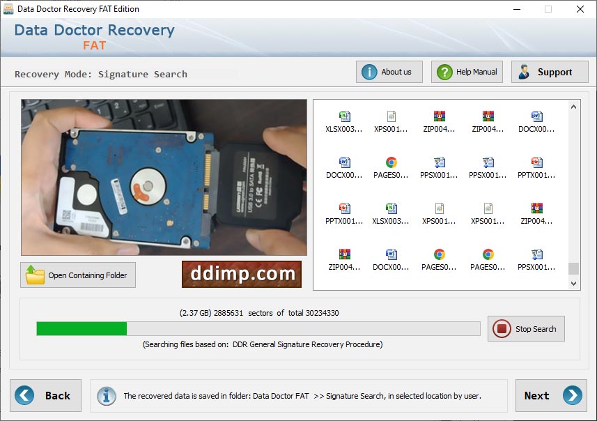 Captura de pantalla de FAT Data Recover