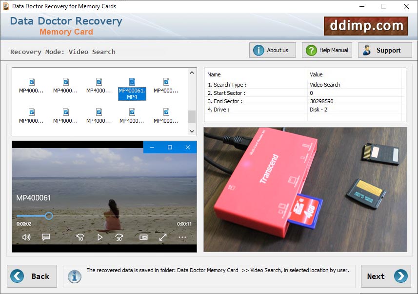 Captura de pantalla de Memory Card Recovery Software