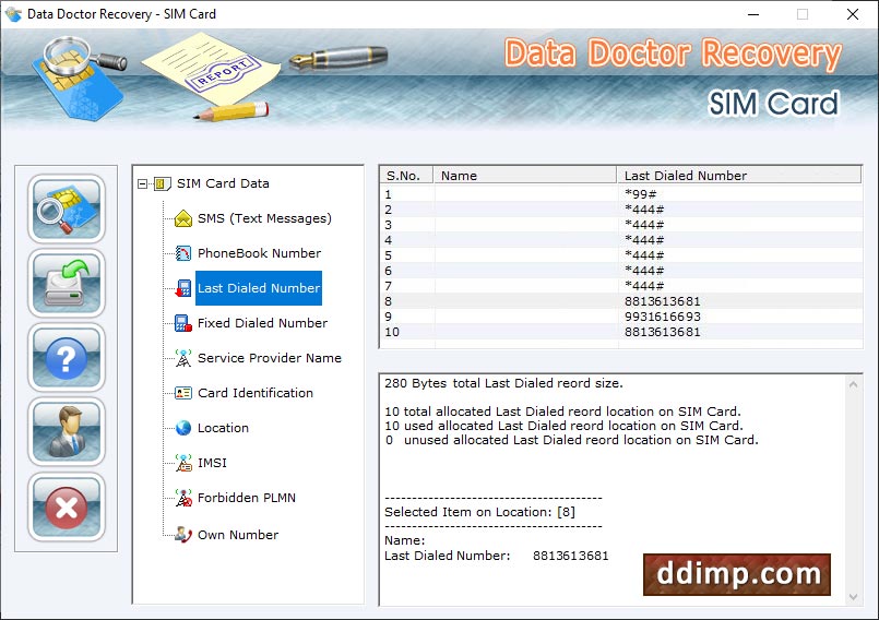 Captura de pantalla de Sim Card Recovery Software