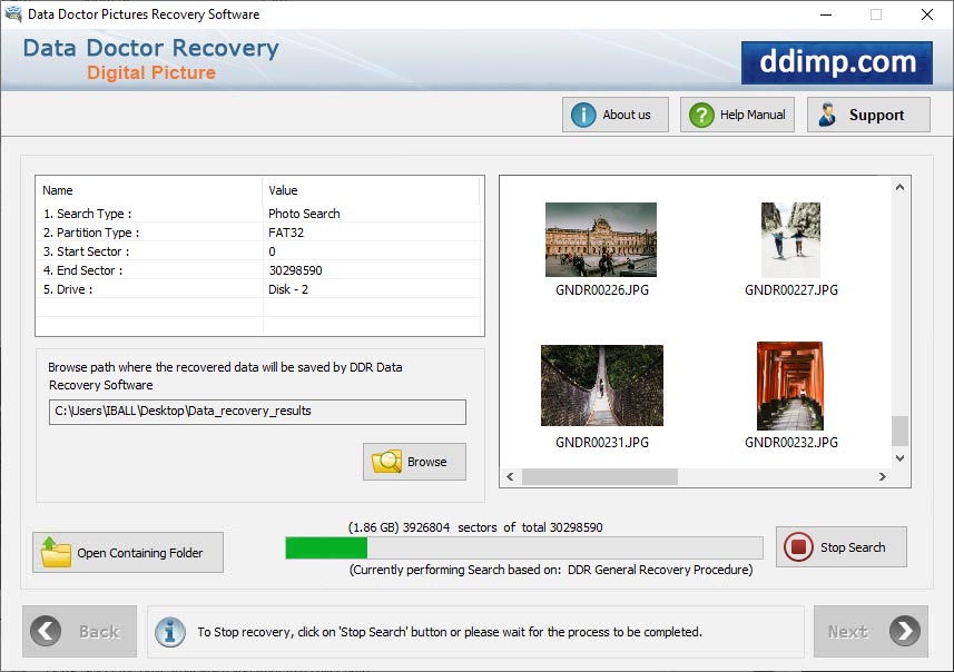 Captura de pantalla de Pictures Recovery Software
