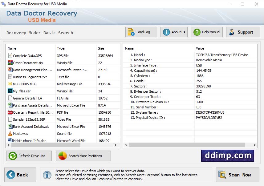 Captura de pantalla de Removable Media Files Recovery