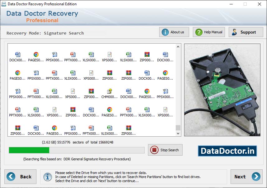 Captura de pantalla de Data Recovery