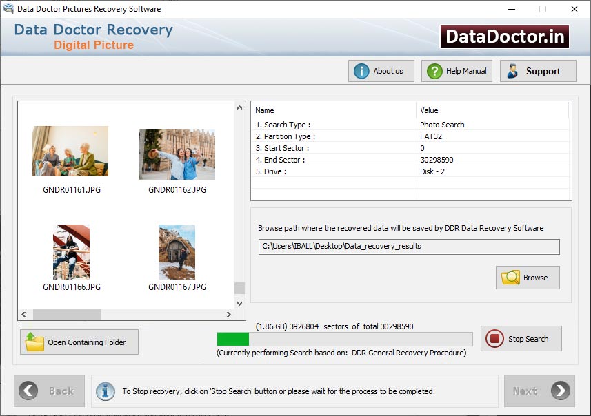 Captura de pantalla de Pictures Recovery Software
