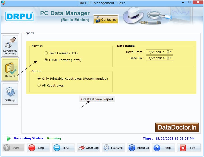 Captura de pantalla de Free Key Logger