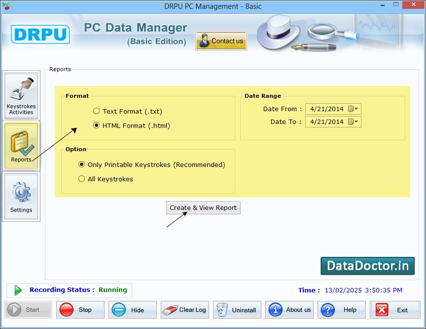 Captura de pantalla de Parental Control Keylogger