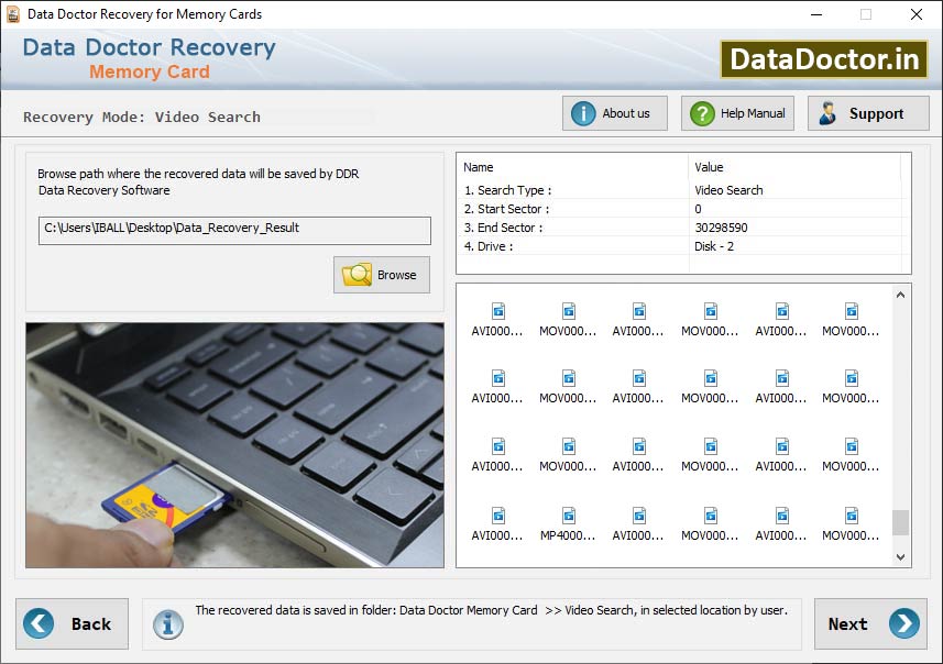 Captura de pantalla de Memory Card Data Recovery Software