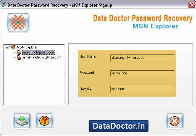 Captura de pantalla de MSN Password Unmask Software