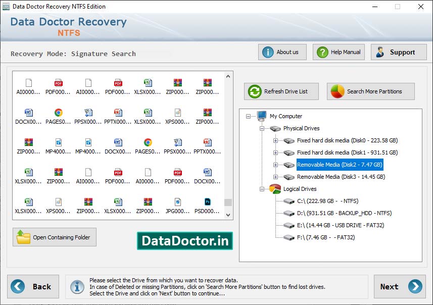 Captura de pantalla de NTFS Recovery