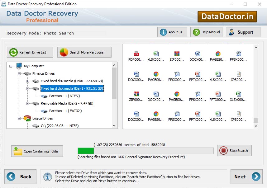 Captura de pantalla de Free Recovery Software