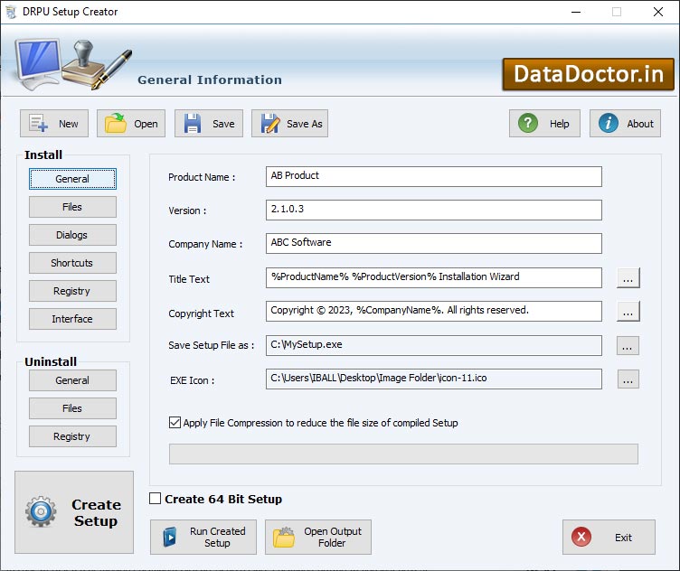Captura de pantalla de Setup Creator Software