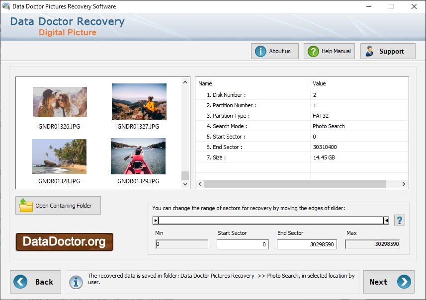 Captura de pantalla de Digital Images Recovery Software