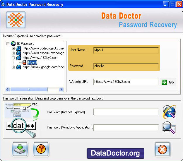 Captura de pantalla de Internet Explorer Password Changer