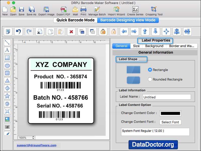 Captura de pantalla de Mac Barcode Generator