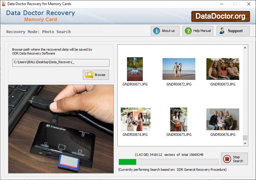 Captura de pantalla de Flash Card Recovery Software