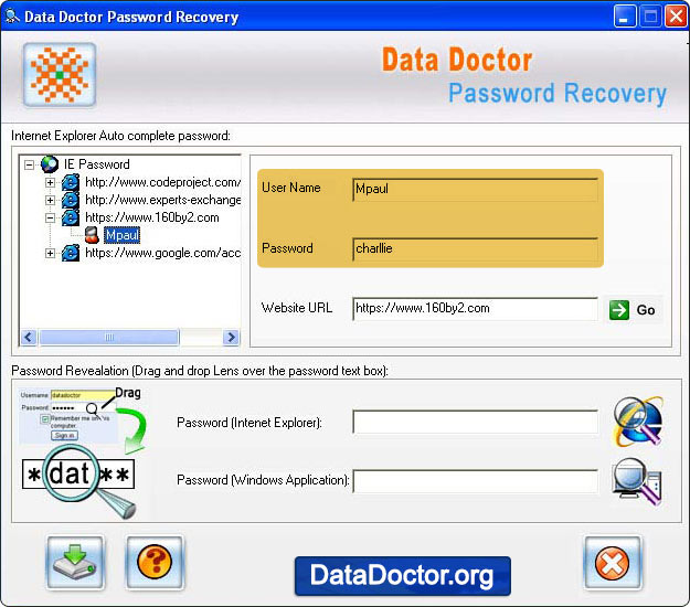Captura de pantalla de Password Recovery Software