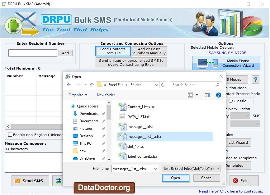 Captura de pantalla de Android SMS Message