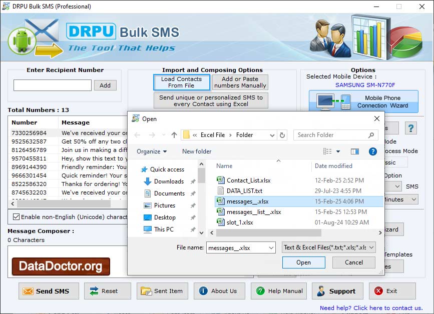 Captura de pantalla de Mobile Messaging Software