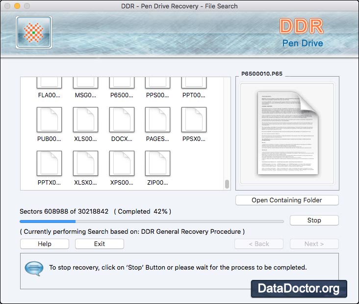 Captura de pantalla de Mac USB Drive Recovery