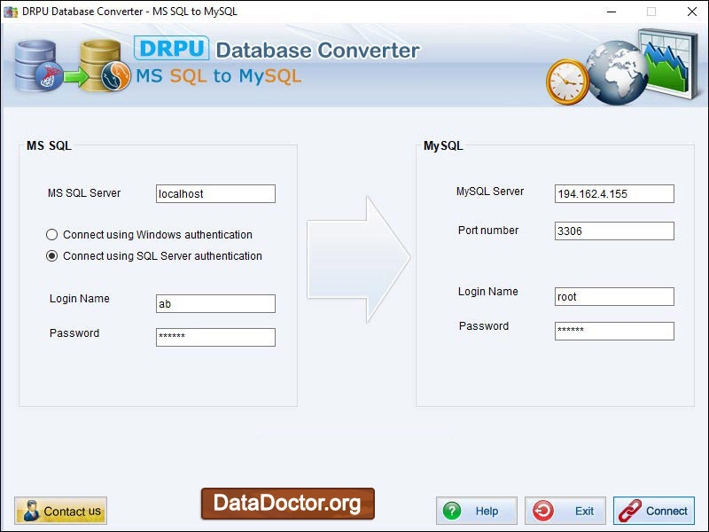 Captura de pantalla de MSSQL to MySQL Migration Software