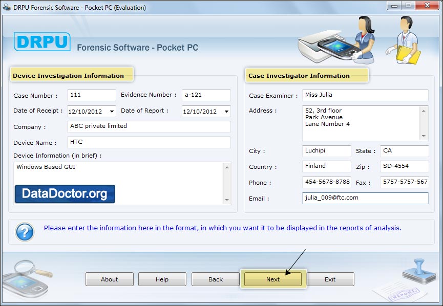 Captura de pantalla de Pocket PC Forensic Program