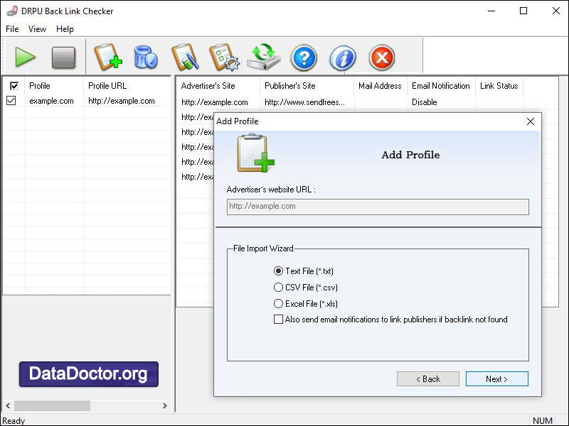 Captura de pantalla de Back Link Tracker Tool