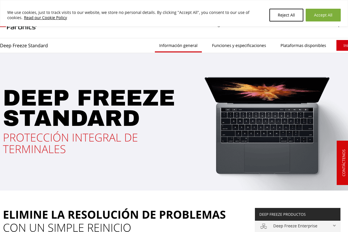 Captura de pantalla de Deep Freeze