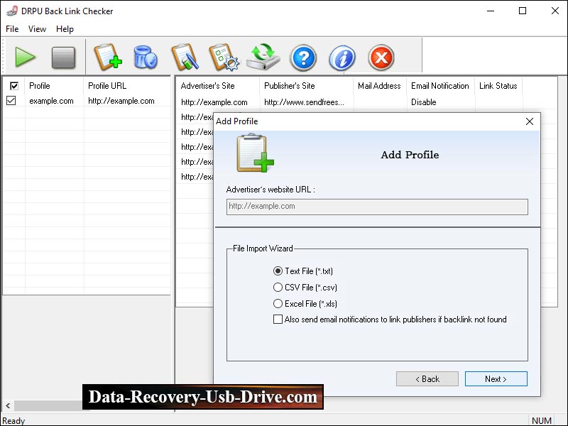 Captura de pantalla de Link Exchange Management Software