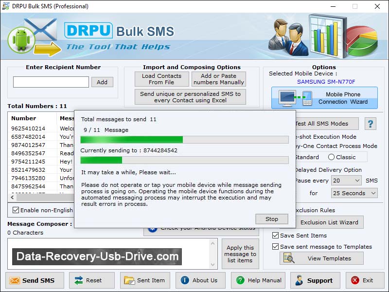 Captura de pantalla de Bulk SMS Application
