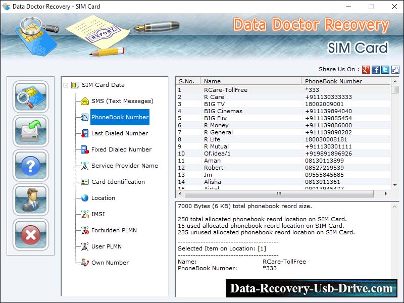 Captura de pantalla de Sim Card Files Rescue Tool