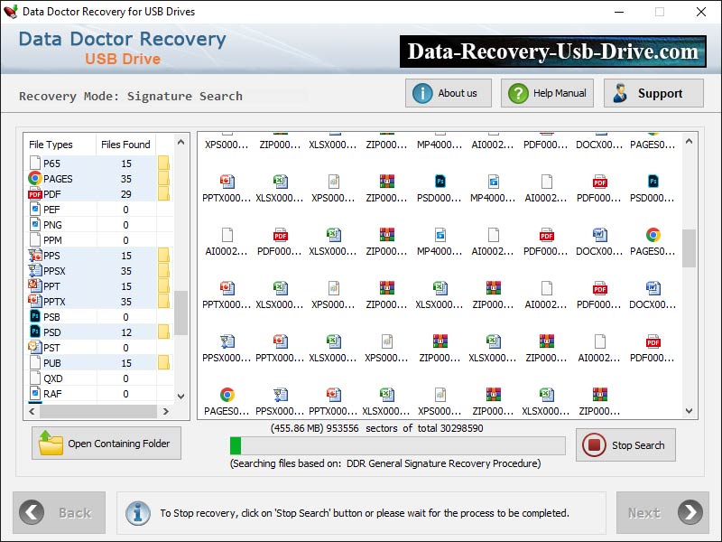 Captura de pantalla de USB Drive Data Retrieve