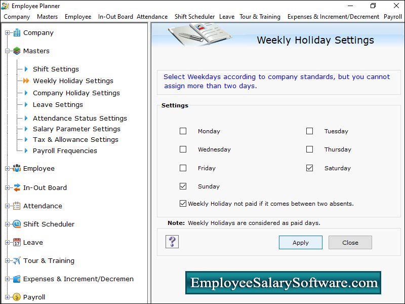 Captura de pantalla de Employee Scheduling Program
