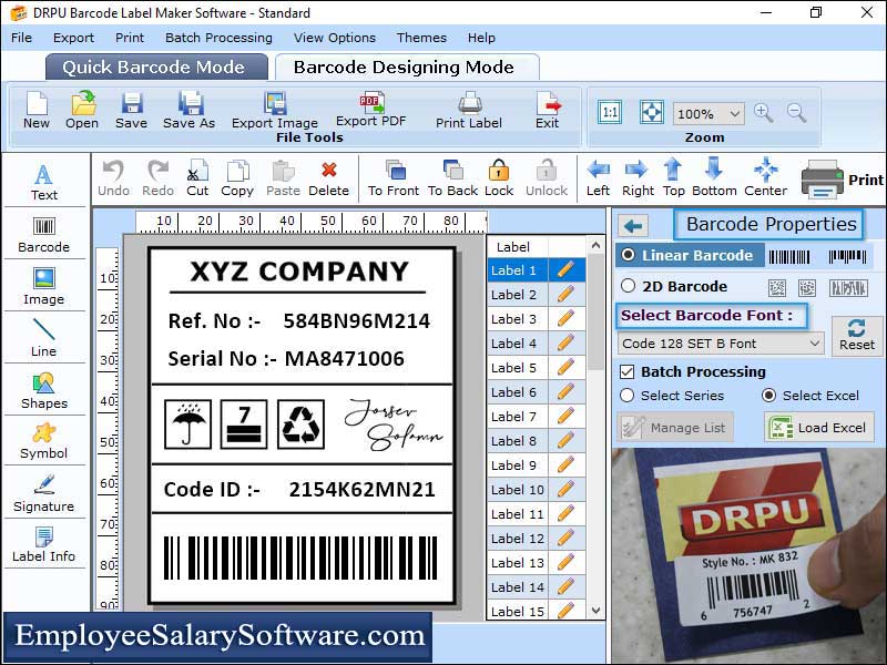 Captura de pantalla de Bar code Label Maker