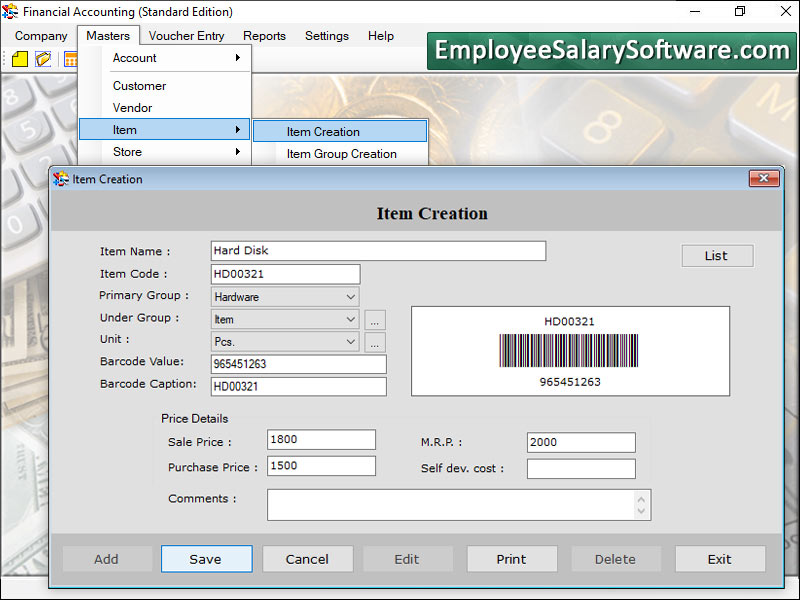 Captura de pantalla de Standard Accounting Software