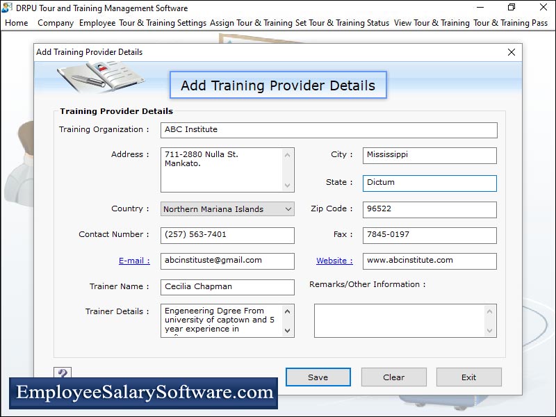 Captura de pantalla de Employee Tour Management Software
