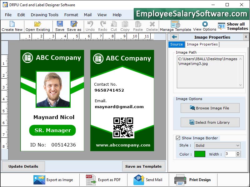 Captura de pantalla de Business Card Creation Software