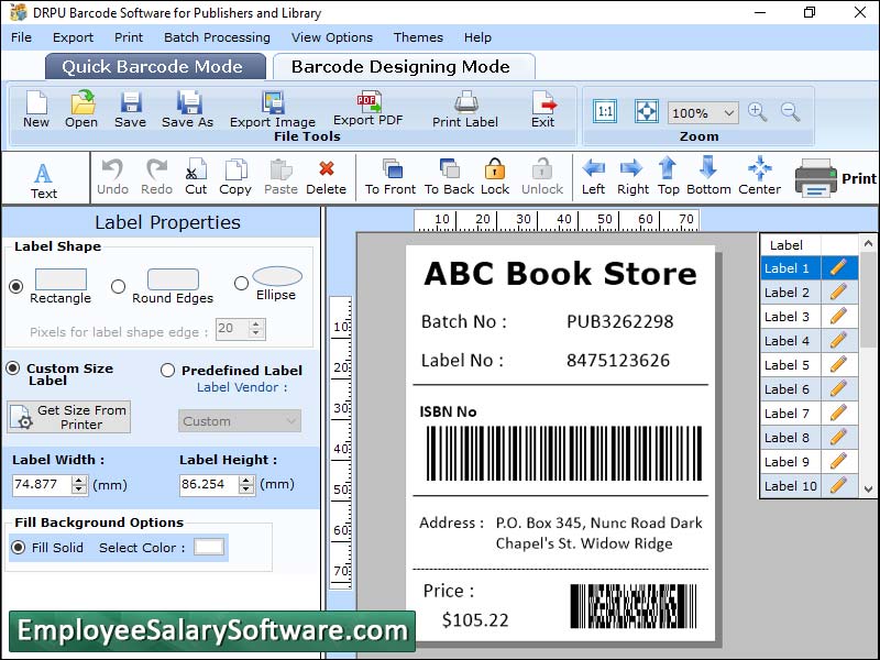 Captura de pantalla de Barcode Generator for Library System