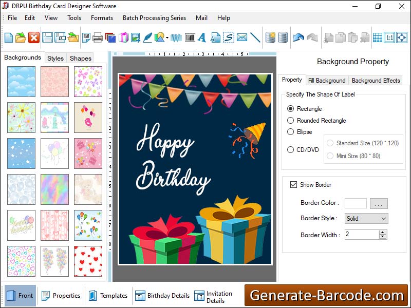 Captura de pantalla de Birthday Cards Design Software