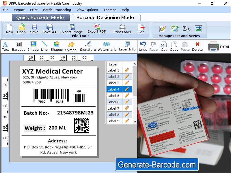 Captura de pantalla de Healthcare Industry Barcode Label Maker