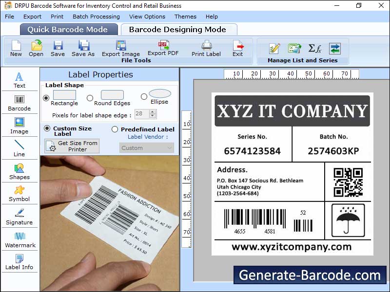 Captura de pantalla de Generate Linear Barcode