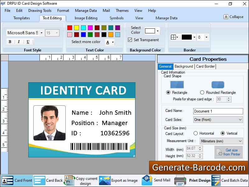 Captura de pantalla de ID Badges Maker Software