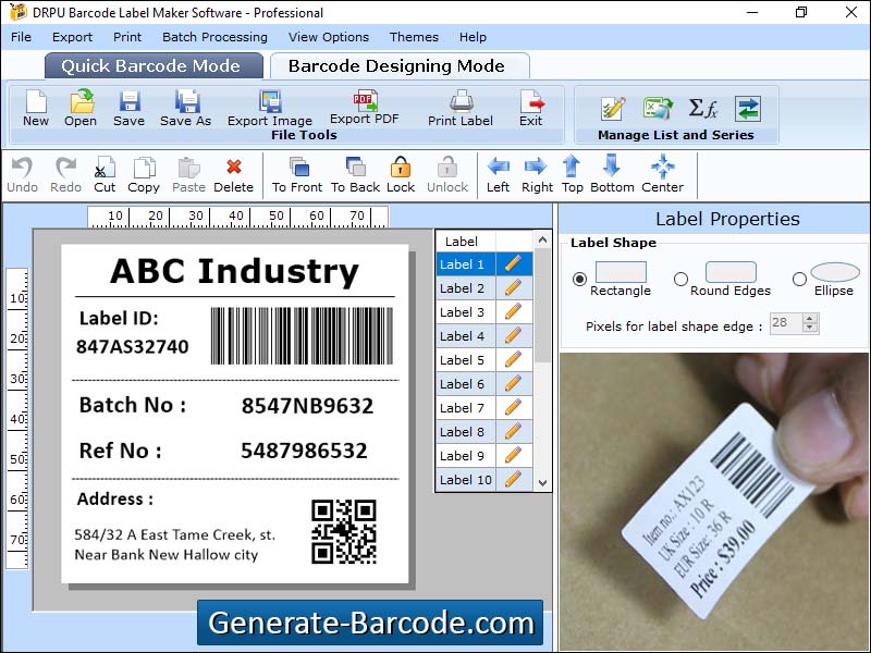 Captura de pantalla de Professional Barcode Software